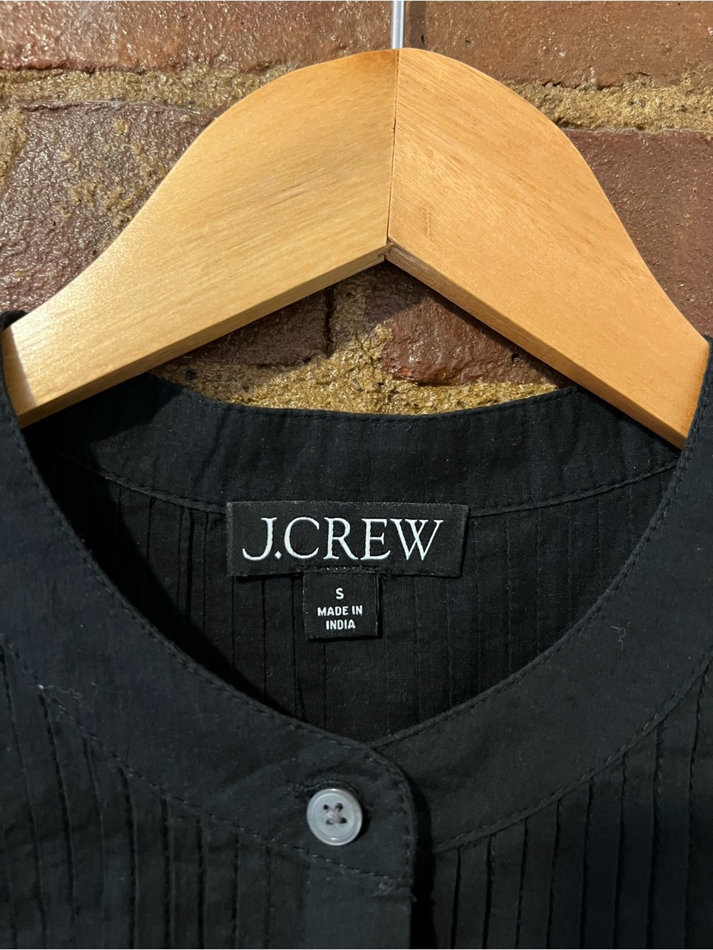 J. Crew Black Pintuck Short-Sleeve Blouse with Eyelet Hem - Picture 2 of 4